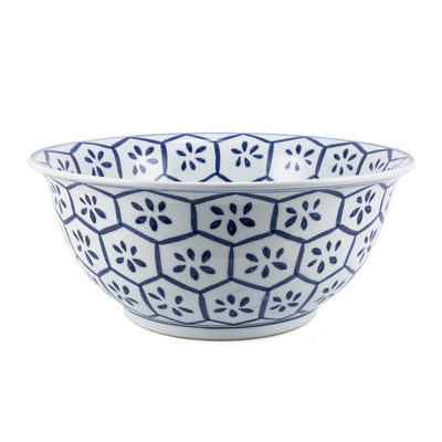 Blue & White Porcelain Bowl Turtle Shell Motif