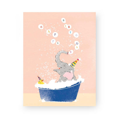 Elephant In Birthday Tub - Blank