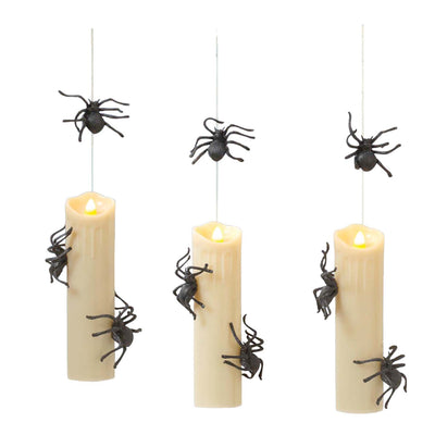 Web of Shadows: Hanging Spider Candle Lights - 8" Tall - Set of 3