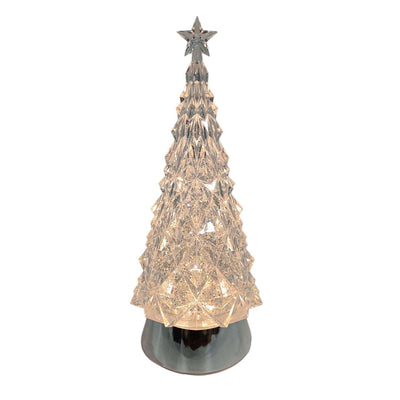 Silver Glitter Tree with Glowing Light - 14" Tall