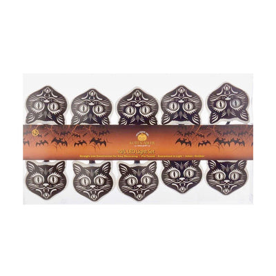 Scary Black Cats Lights - String of 10 Lights - 2.5" Tall