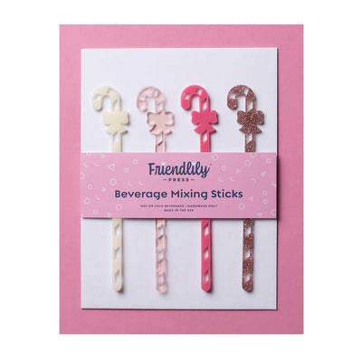Candy Cane Drink Stirrers - Set of 4 - 6.25" Tall