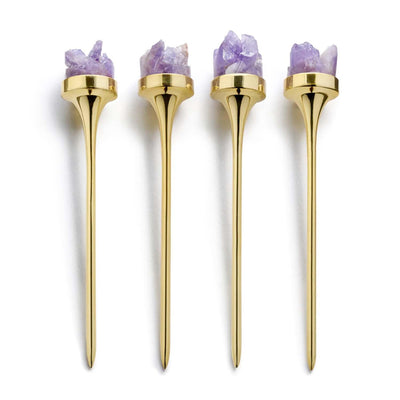 Amethyst Cocktail Picks - Set of 4
