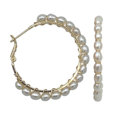 Pearl Hoops on Gold - Large