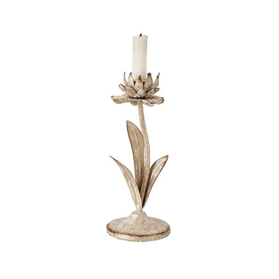Metal Flower Taper Holder - 10" Tall