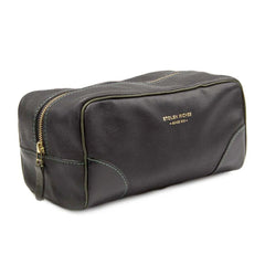 Black Leather Toiletries Bag