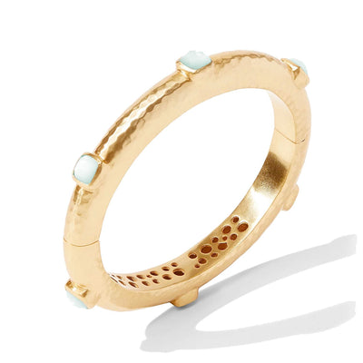 Catalina Hinge Gold Aquamarine Bangle