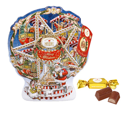 Christmas Ferris Wheel Tin with Chocolates - 7" Tall