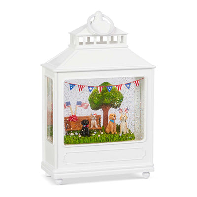Patriotic Dogs Led Water Lantern - 11" Tall