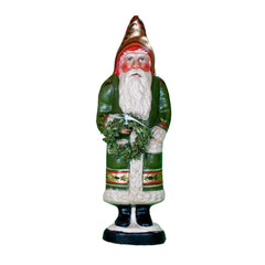 Green Santa with Gold Wreath