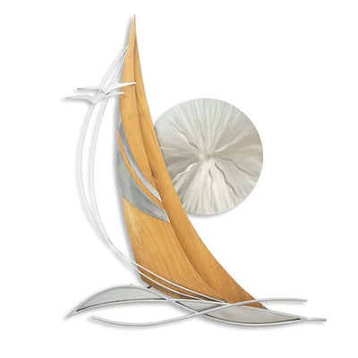Teak Sailboat with Sun