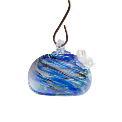 Blue Glass Hummingbird Feeder - 4.5" Tall