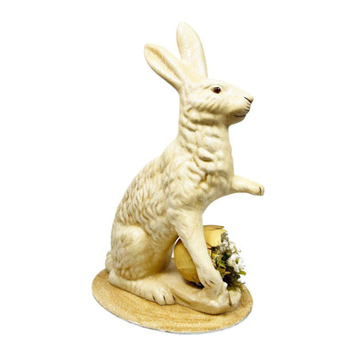 Cream Rabbit with Basket of Flowers Figure - 14" Tall