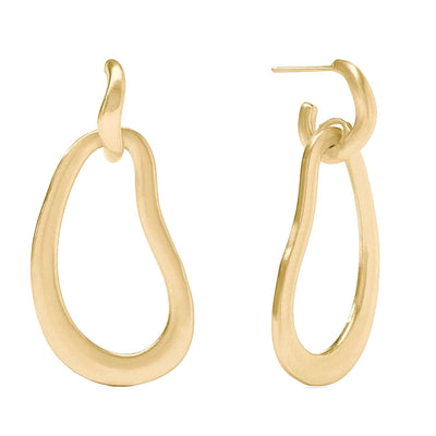 Gold Wave Doorknocker Earrings