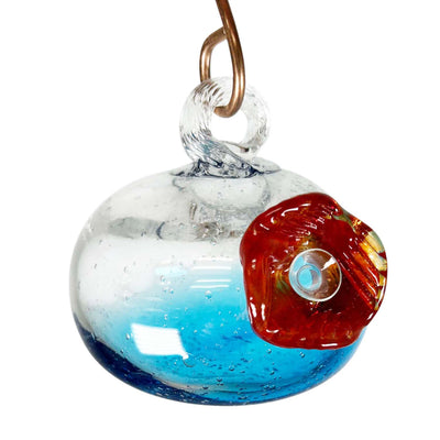 Aqua Glass Hummingbird Feeder - 4.5" Tall