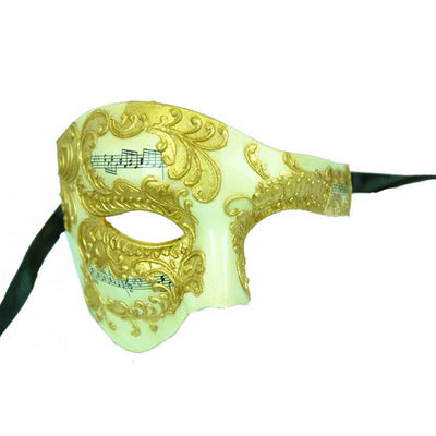 Gold Baroque Music Half Face Mask