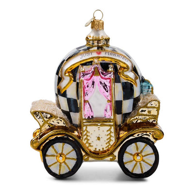 2026 Just Married Carriage Glass Ornament