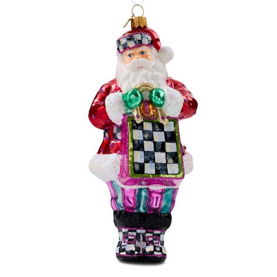 Shopper Santa Glass Ornament