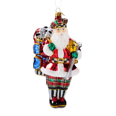 Golfing Santa Glass Ornament