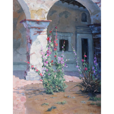 Mission Hollyhocks - 28"x22"