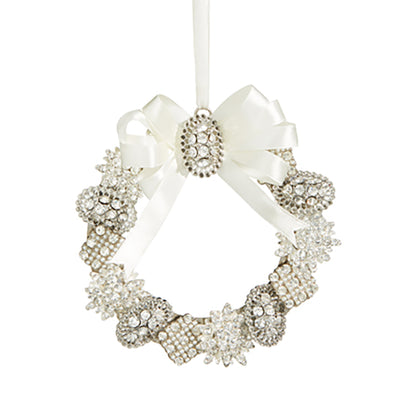 Vintage Brooch Wreath Ornament - 5" Tall