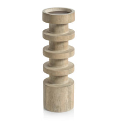 Carved Wood Candle Holder - 10