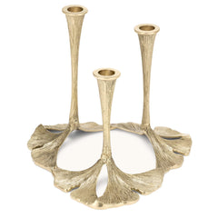 Brass Ginko Candle Holder - 9.5