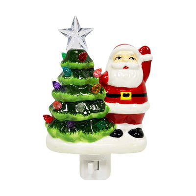 Vintage Santa with Tree Nightlight - 6" Tall