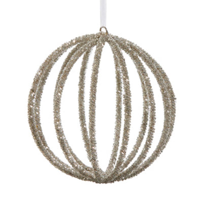 Silver Beaded Wire Ornament -5"