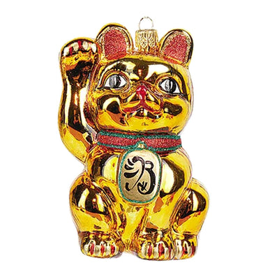 Beckoning Cat Gold Ornament