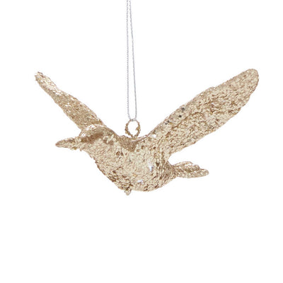 Gold Glittered Bird Ornament