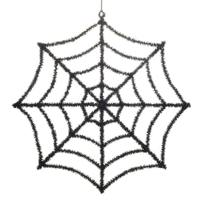 Black Tinsel Spider Web - 37"