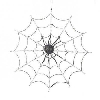 Jeweled Spider Web with LED Lighting - 15"