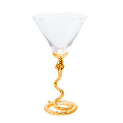 Gold Cobra Martini Glass - 7" Tall