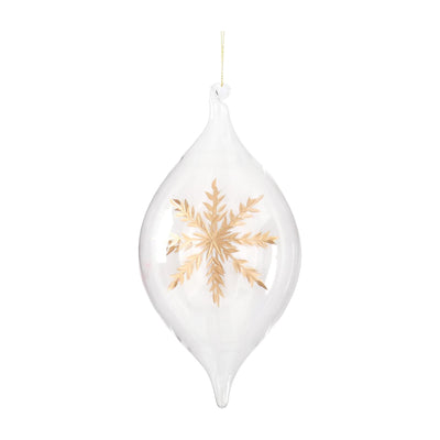 Teardrop Gold Snowflake Ornament - 8"