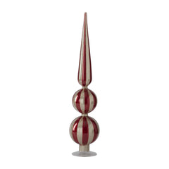 Red Glitter Gold Stripe Finial - Lg