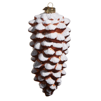 Snowy Brown Pinecone - 8"