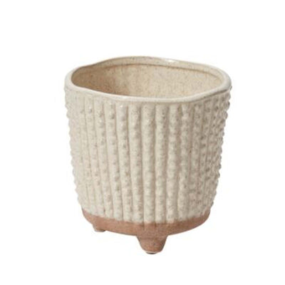 Elias Ivory Footed Pot - 6" Tall