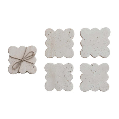 Ivory Travertine Coaster - 4" - Set of 4