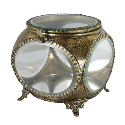 Gold Oval Beveled Glass Box