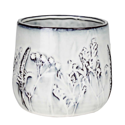 White Wildflower Cachepot - 4"
