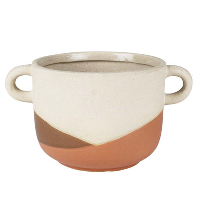Tan Dip Cachepot with Handles