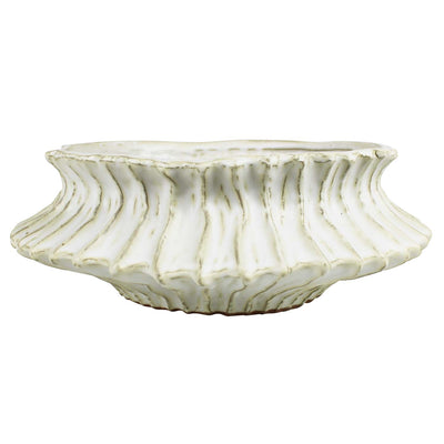 Stoneware Ribbed Low Bowl