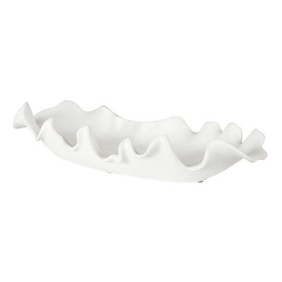 Long White Ruffled Bowl