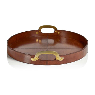 Round Aspen Leather Tray - 20"