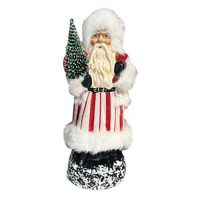 Peppermint Santa with Christmas Tree - 8" Tall