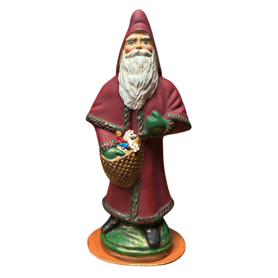 Dark Red Vintage Santa - 12" Tall