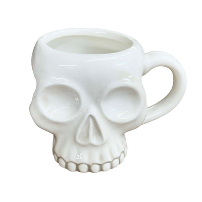 White Ceramic Skelly Mug - 6" Tall