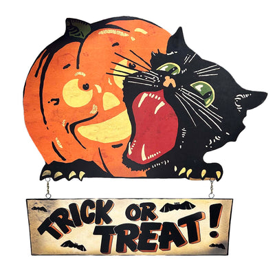 Retro Trick or Treat Tin Sign - 18"x18"