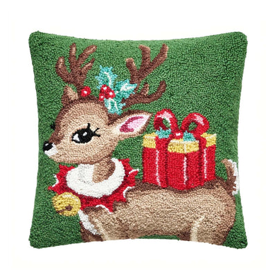 Reindeer with Present Hook Pillow